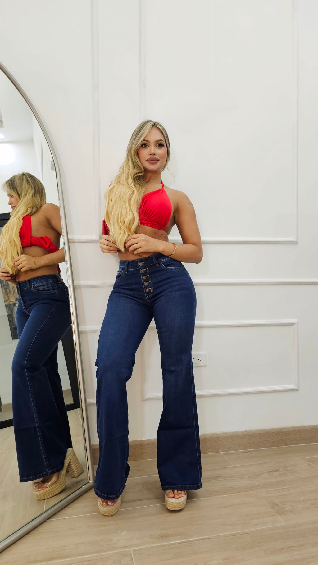 Jeans botonero bota campana